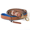 Royal Padded Leather Leash Tan/Blue